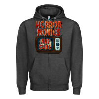 Charcoal Heather Horror Movies and Chill Zipper Hoodie - texasbilliewilder