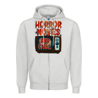 Dove Grey Horror Movies and Chill Zipper Hoodie - texasbilliewilder
