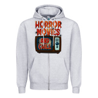Heather Grey Horror Movies and Chill Zipper Hoodie - texasbilliewilder