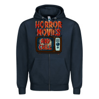 Navy Horror Movies and Chill Zipper Hoodie - texasbilliewilder