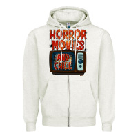Oatmeal Heather Horror Movies and Chill Zipper Hoodie - texasbilliewilder