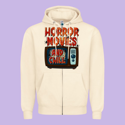 Horror Movies And Chill Zipper Hoodie Designed By Texasbilliewilder