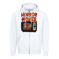 White Horror Movies and Chill Zipper Hoodie - texasbilliewilder