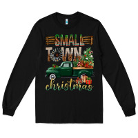 Black Small Town Christmas With Truck Long Sleeve Tee - BundleAndBundleShop