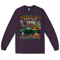 Plum Small Town Christmas With Truck Long Sleeve Tee - BundleAndBundleShop