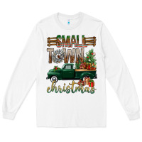White Small Town Christmas With Truck Long Sleeve Tee - BundleAndBundleShop