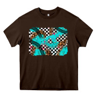 Chocolate Brown race day turquoise background Heavy Core Tee - AdoDesignShop
