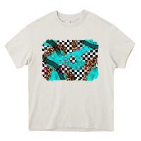 Cream race day turquoise background Heavy Core Tee - AdoDesignShop
