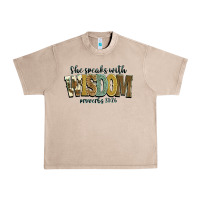 French Oak she speaks with wisdom proverbs 31 26 Urban Heavy Tee - NancyCooperArtShop
