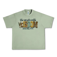 Oil Green she speaks with wisdom proverbs 31 26 Urban Heavy Tee - NancyCooperArtShop