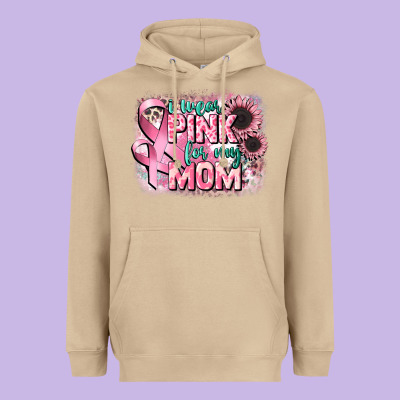 I Wear Pink For My Mom Heavyweight Hoodie Designed By Cowgirlartshop