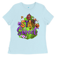 Baby Blue stay sweet halloween Ladies Tee - BundleAndBundleShop