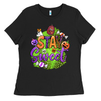 Black stay sweet halloween Ladies Tee - BundleAndBundleShop