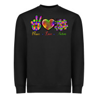 Black Peace Love Autism Heavyweight Sweatshirt - BundleAndBundleShop