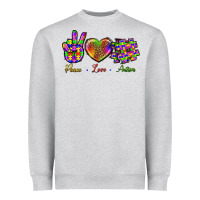 Heather Grey Peace Love Autism Heavyweight Sweatshirt - BundleAndBundleShop
