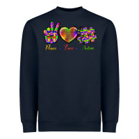 Navy Peace Love Autism Heavyweight Sweatshirt - BundleAndBundleShop