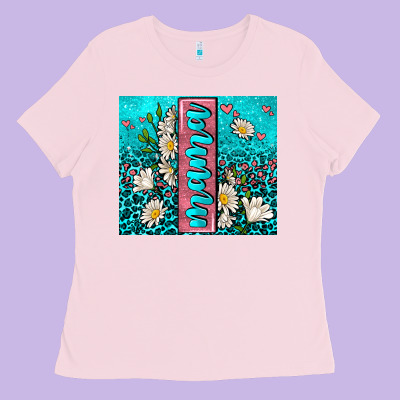 Turquoise Leopard Mama Ladies Tee Designed By Adodesignshop