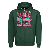 Sports Green warriors wear pink Zipper Hoodie - NancyCooperArtShop