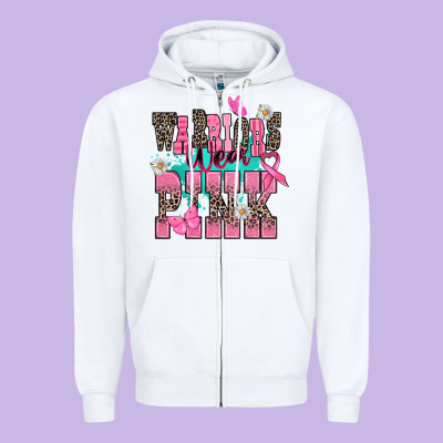 Warriors Wear Pink Zipper Hoodie Designed By Nancycooperartshop