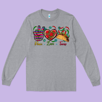 Peace Love Tacos Long Sleeve Tee Designed By Bundleandbundleshop