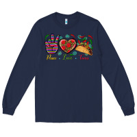 Navy Peace Love Tacos Long Sleeve Tee - BundleAndBundleShop