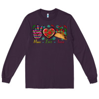 Plum Peace Love Tacos Long Sleeve Tee - BundleAndBundleShop