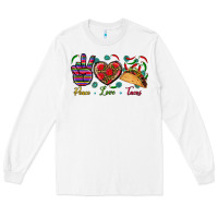 White Peace Love Tacos Long Sleeve Tee - BundleAndBundleShop