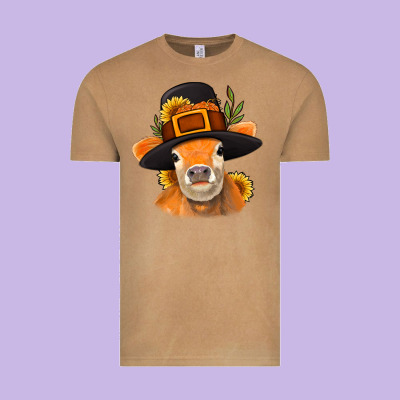 Thanksgiving Cow Vintage Tee Designed By Nancycooperartshop