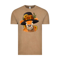 Vintage Coffee Thanksgiving Cow Vintage Tee - NancyCooperArtShop