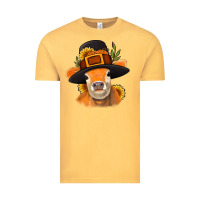 Vintage Mustard Thanksgiving Cow Vintage Tee - NancyCooperArtShop