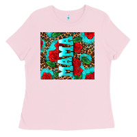 Bubblegum Pink rose leopard mama Ladies Tee - AdoDesignShop