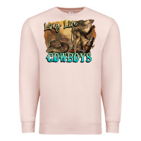 Pale Pink Long live Cowboys boots hat Premium Sweatshirt - HowdyJamesFarm