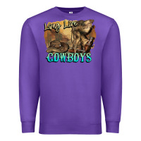 Purple Long live Cowboys boots hat Premium Sweatshirt - HowdyJamesFarm