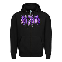 Black I am a survivor purple ribbon Zipper Hoodie - NancyCooperArtShop