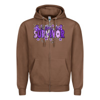 Chestnut I am a survivor purple ribbon Zipper Hoodie - NancyCooperArtShop