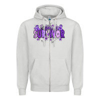 Dove Grey I am a survivor purple ribbon Zipper Hoodie - NancyCooperArtShop