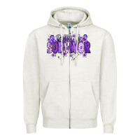 Oatmeal Heather I am a survivor purple ribbon Zipper Hoodie - NancyCooperArtShop
