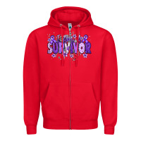 Red I am a survivor purple ribbon Zipper Hoodie - NancyCooperArtShop