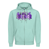 Seafoam I am a survivor purple ribbon Zipper Hoodie - NancyCooperArtShop
