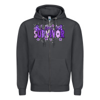 Smoke I am a survivor purple ribbon Zipper Hoodie - NancyCooperArtShop