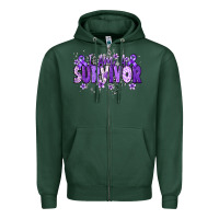 Sports Green I am a survivor purple ribbon Zipper Hoodie - NancyCooperArtShop