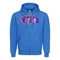 True Royal I am a survivor purple ribbon Zipper Hoodie - NancyCooperArtShop