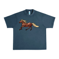 Midnight Navy running horse Urban Heavy Tee - NancyCooperArtShop