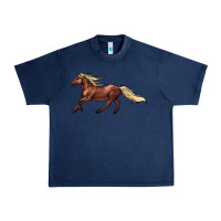 Navy running horse Urban Heavy Tee - NancyCooperArtShop