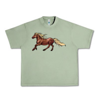 Oil Green running horse Urban Heavy Tee - NancyCooperArtShop