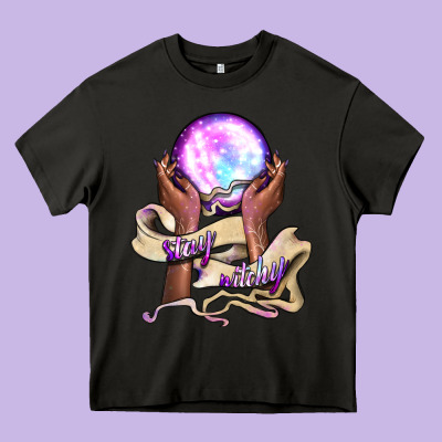 Stay Witchy Heavy Core Tee Designed By Bundleandbundleshop