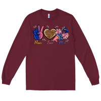 Burgundy Peace Love Cheer Long Sleeve Tee - BundleAndBundleShop