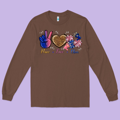 Peace Love Cheer Long Sleeve Tee Designed By Bundleandbundleshop