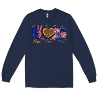 Navy Peace Love Cheer Long Sleeve Tee - BundleAndBundleShop