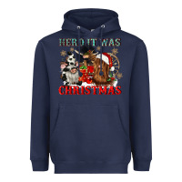 Navy herd it was christmas Heavyweight Hoodie - CowGirlArtShop